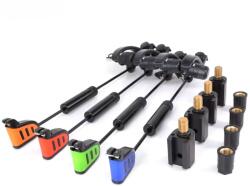  4 db FishEdge Quick swinger készlet integrált gyorscserélő csatlakozó rendszerrel és hordtáskával, LED világítással, állítható súllyal, jack csatlakozóval