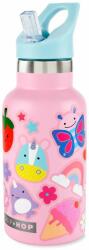 Skip Hop Fľaša s nálepkami so slamkovým náustkom nerezová ružová 380 ml, 4r+ (9Q361110)