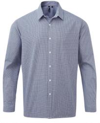 Premier Férfi Gingham mikro kockás hosszú ujjú ing XL fehér|kék