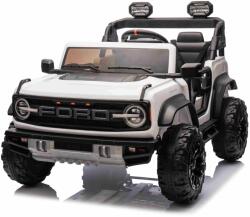 Beneo Elektromos kisautó Ford Bronco XL hátsókerék-meghajtással, licencelt (kétüléses), fehér, lítium akkumulátor, magas alváz, két ülés, lengéscsillapított felfüggesztéssel, 2, 4 GHz-es távirányító, MP3 le
