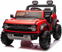 Beneo Elektromos kisautó Ford Bronco XL hátsókerék-meghajtással, licencelt (kétüléses), piros, lítium akkumulátor, magas alváz, két ülés, lengéscsillapított felfüggesztéssel, 2, 4 GHz-es távirányító, MP3 le