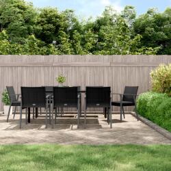 vidaXL 9 részes polyrattan és acél kerti étkezőgarnitúra párnával (3187000)