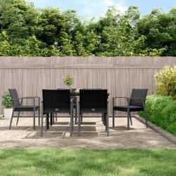 vidaXL 7 részes polyrattan és acél kerti étkezőgarnitúra párnával (3186992)