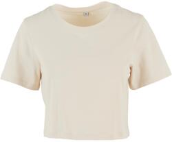 Build Your Brand Rövid ujjú női crop top póló - Világos homokszínű | XL (BY042-1000391076)