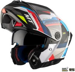 MT Helmets Casca MT Helmets Atom 2 SV Bast - Flip-up, alb/rosu/albastru lucios, Ochelari soare incluși, ECE 22.06 (1335A25000)