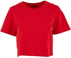 Build Your Brand Rövid ujjú női crop top póló - Piros | L (BY042-1000391063)