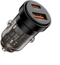 Tech-Protect CC03 autós töltő USB / USB-C 30W PD QC, fekete