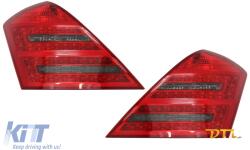 KITT Lightning LED hátsó lámpák Mercedes S-osztály W221 (2005-2009) modellekhez, Vörös füst szín, dinamikus irányjelzővel (TLMBW221FRSTT)