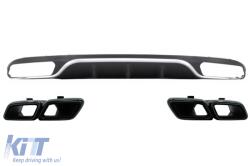 KITT Hátsó diffúzor kipufogóvéggel Mercedes E-osztály W213 (2016-tól) modellekhez, E63 Dizájn, fekete Kompatibilis: Mercedes E-osztály W213 2016+ AMG Line hátsó lökhárítóval Nem kompatibilis: Merce (CORDMB