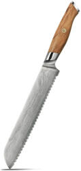 Hikari Cuțit de Pâine - Lamă Zimțată VG-10, Mâner din Lemn de Măslin, Ideal pentru Felierea Pâinii și Produselor de Patiserie