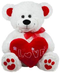 Amek Toys Jucărie de pluș Amek Toys - Urs alb cu inimă roșie, 45 cm (040131-1)