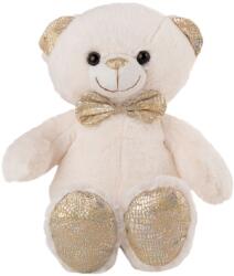 Amek Toys Jucărie de pluș Amek Toys - Ursuleț de pluș cu papion auriu, alb, 35 cm (030108-1)