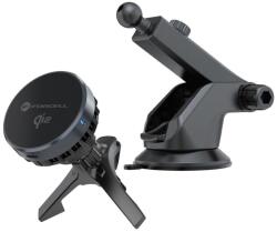 Forcell F-GRIP Cool Mag autós telefontartó Cold Protect hűtési technológiával és Qi2 15W vezeték nélküli töltéssel, kompatibilis a MagSafe-fel, fekete - studioeszkozok