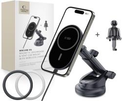 Tech-Protect Mm15w-v6 Mágneses Magsafe Műszerfalra és Szellőzőre Rögzíthető Autós Telefontartó Vezeték Nélküli Töltő 15W Fekete/fekete - studioeszkozok