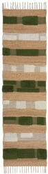 Flair Rugs Covor tip traversă verde/în culoare naturală țesut manual din amestec de iută 60x230 cm Medina Blocks - Flair Rugs