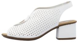 RIEKER Sandale dama, Rieker, 64656-80-Alb, casual, piele ecologica, cu toc, alb (Marime: 38)