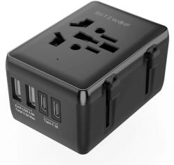 BlitzWolf BlitzWolf® BW-TA1 - EU UK US AU Átalakító utazó aljzat és 2x USB Type C + 2x USB-A töltő