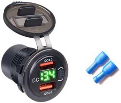 Beépíthető USB aljzat dual QC 3.0 zöld