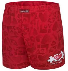 Cornette Boxeri barbati / boxeri pentru dormit, 100% bumbac, marimi S-2XL - Cornette M015-009 You & me 2 (Culoare: Rosu, Marime: 2XL)