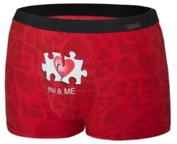 Cornette Boxeri barbati cu model puzzle - Cornette M010-068 You & me (Culoare: Rosu, Marime: M) (29659)