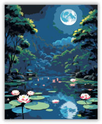  Lótusz Lámpások Holdfényes Éjszakán - számfestő készlet