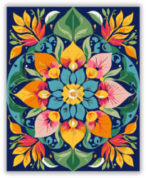  Természet Ihlette Mandala Virágokkal és Levelekkel - számfestő készlet