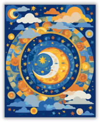  Nap és Hold Mandala Élénk Színekkel - számfestő készlet