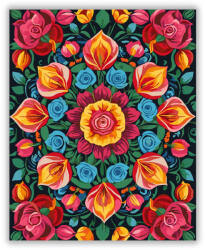  Virágos Mandala Rózsákkal és Tulipánokkal - számfestő készlet