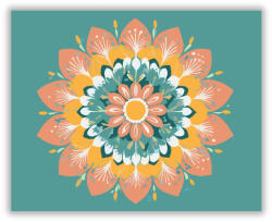  Virágos Mandala Korall és Teal Színekkel - számfestő készlet