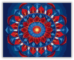  Szikrázó Mandala Vörös és Kék Színekkel - számfestő készlet