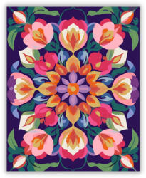  Virágoskert Mandala Rózsákkal és Tulipánokkal - számfestő készlet