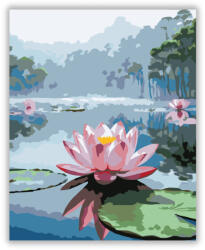  Rózsaszín Lótusz a Ködös Tavon - számfestő készlet