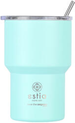 Estia Home Art Cană Termos Lite Save The Aegean Reciclabilă Pahar Termos Oțel Inoxidabil Fără BPA 400ml Verde Bermuda cu Pai 01-18481 (01-18481)