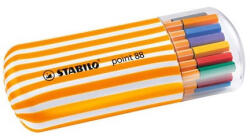 STABILO Tűfilc Stabilo Point 88 Zebrui 0.4 mm 20 db-os klt. műanyag ovális csíkos dobozban (8820-02)
