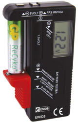 EMOS Elemméretű akkumulátor- és elemteszter LCD kijelzővel. N0322 (N0322)