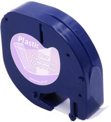 Compatibil Dymo 12267 LetraTag 12mm x 4m, text negru / fundal transparent, banda compatibila (DY12267)