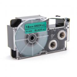 Compatibil Banda compatibila Casio XR-18GN1, 18mm x 8m text negru / fundal verde (XR18GN)