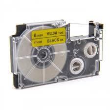 Compatibil Banda compatibila Casio XR-6YW1, 6mm x 8m text negru / fundal galben (XR6YW)