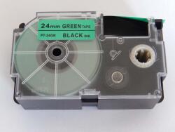 Compatibil Banda compatibila Casio XR-24GN1, 24mm x 8m, text negru / fundal verde (XR24GN)