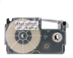 Compatibil Banda compatibila Casio XR-24X1, 24mm x 8m, text negru / fundal transparent (XR24X)