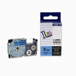Compatibil Banda compatibila Casio XR-9BU1, 9mm x 8m text negru / fundal albastru (XR9BU)