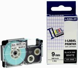 Compatibil Banda compatibila Casio XR-9WE1, 9mm x 8m text negru / fundal alb (XR9WE)