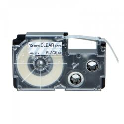 Compatibil Banda compatibila Casio XR-12X1, 12mm x 8m text negru / fundal transparent (XR12X)