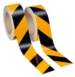 3M 13058 AP Bandă de avertizare, dungi negre și galbene, stânga 25 m + dreapta 25 m, lățime 50 mm (7000068755)