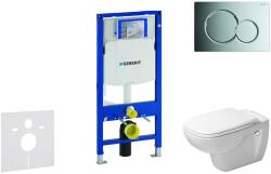 Geberit Duofix - Modul fali WC-hez nyomógombbal Sigma01, fényes króm + Duravit D-Code - WC és ülőke, perem nélküli, SoftClose 111.300. 00.5 NH2 (111.300.00.5 NH2)