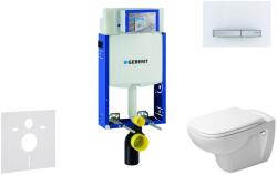 Geberit Kombifix - Modul fali WC-hez nyomógombbal Sigma50, alpesi fehér + Duravit D-Code - WC és ülőkéje, perem nélküli, SoftClose 110.302. 00.5 NH8 (110.302.00.5 NH8)