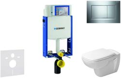 Geberit Kombifix - Modul fali WC-hez nyomógombos Sigma30, fényes króm/matt króm + Duravit D-Code - WC és ülőke, perem nélküli, SoftClose 110.302. 00.5 NH6 (110.302.00.5 NH6)