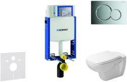 Geberit Kombifix - Modul fali WC-hez nyomógombbal Sigma01, fényes króm + Duravit D-Code - WC és ülőke, perem nélküli, SoftClose 110.302. 00.5 NH2 (110.302.00.5 NH2)