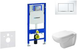 Geberit Duofix - Modul fali WC-hez nyomógombos Sigma30, fehér/fényes króm + Duravit D-Code - WC és ülőke, perem nélküli, SoftClose 111.300. 00.5 NH5 (111.300.00.5 NH5)