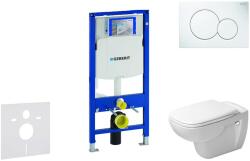 Geberit Duofix - Modul fali WC-hez nyomógombbal Sigma01, alpesi fehér + Duravit D-Code - WC és ülőke, perem nélküli, SoftClose 111.300. 00.5 NH1 (111.300.00.5 NH1)